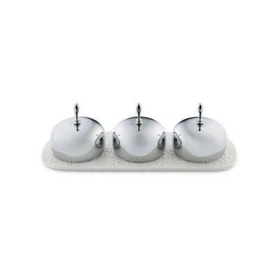 Alessi-Dressed Porcelain jam bowl with 18/10 stainless steel lids